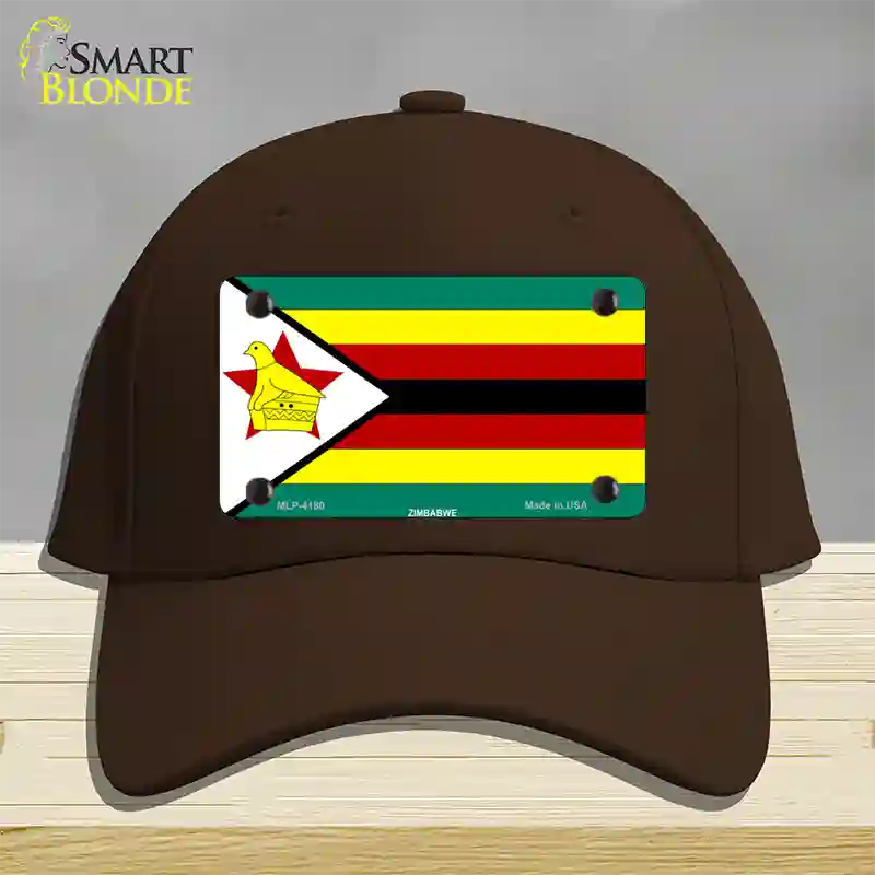 Zimbabwe Flag Novelty License Plate Hat Cotton / Dark Brown