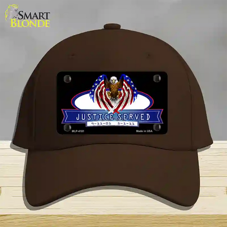 America Justice Served Novelty License Plate Hat Cotton / Dark Brown