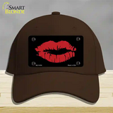 Full Red Lips Novelty License Plate Hat Cotton / Dark Brown