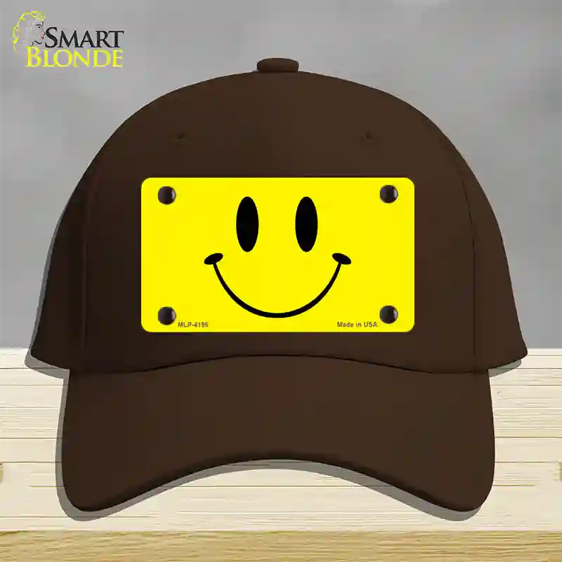 Happy Face Novelty License Plate Hat Cotton / Dark Brown