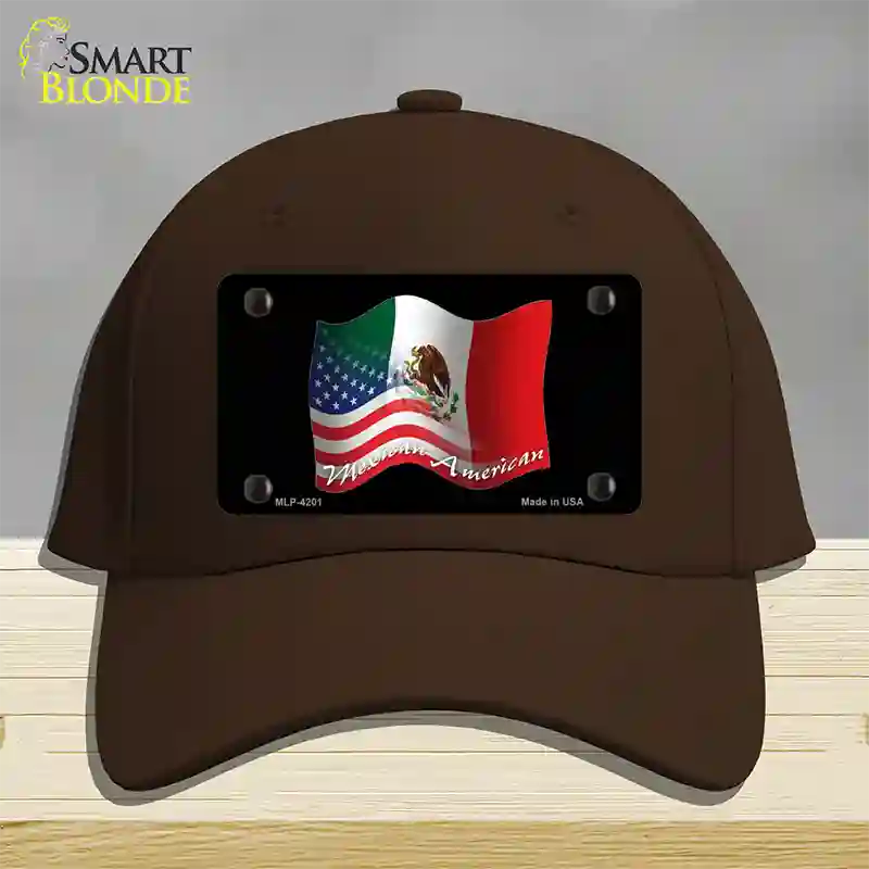 Mexican American Flag Novelty License Plate Hat Cotton / Dark Brown