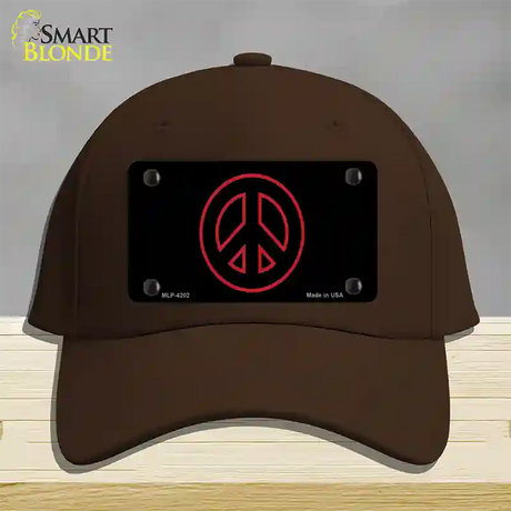 Red Peace Sign Novelty License Plate Hat Cotton / Dark Brown