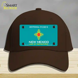 New Mexico Teal State Blank Novelty License Plate Hat Cotton / Dark Brown