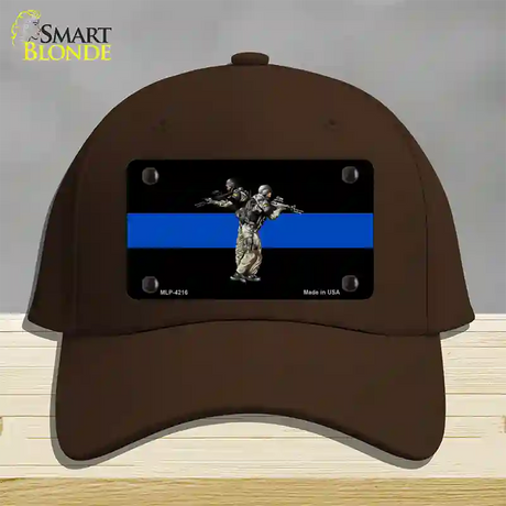 Thin Blue Line Police SWAT Novelty License Plate Hat Cotton / Dark Brown