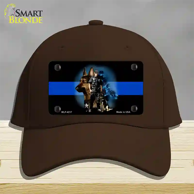 Thin Blue Line Police K-9 Novelty License Plate Hat Cotton / Dark Brown