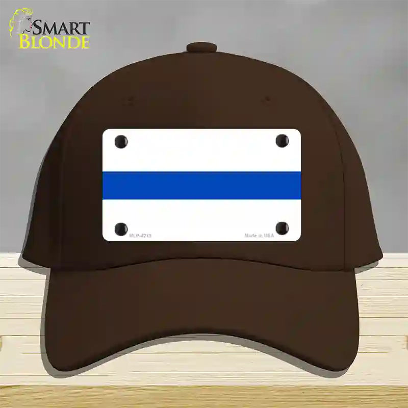 Thin Blue Line White Novelty License Plate Hat Cotton / Dark Brown