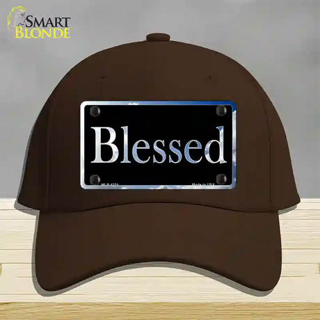 Blessed Blue Sky Cloud Novelty License Plate Hat Cotton / Dark Brown