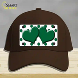 Green White Polka Dot Green Centered Hearts Novelty License Plate Hat Cotton / Dark Brown