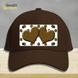 Brown White Polka Dot With Brown Centered Hearts Novelty License Plate Hat Cotton / Dark Brown