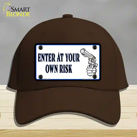 Enter At Own Risk Novelty License Plate Hat Cotton / Dark Brown