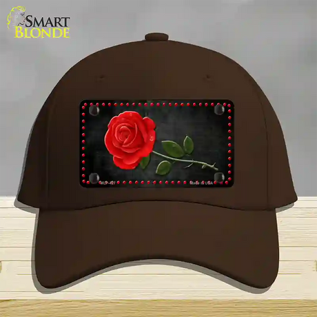 Rose Design Black Novelty License Plate Hat Cotton / Dark Brown