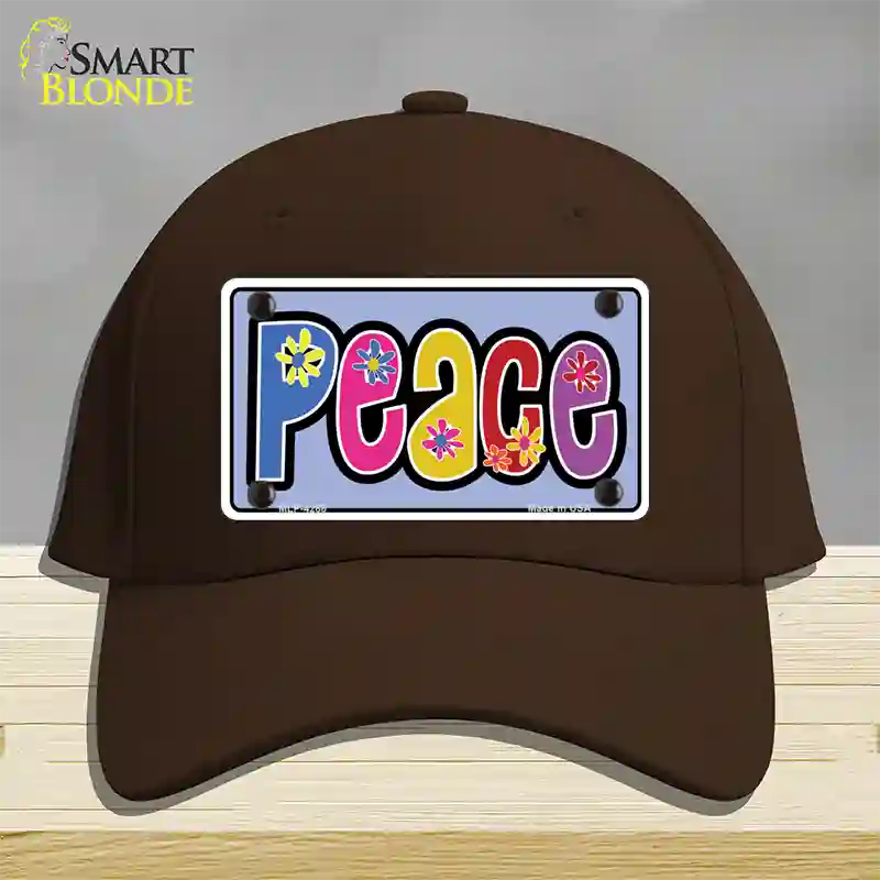 Peace And Flowers Novelty License Plate Hat Cotton / Dark Brown