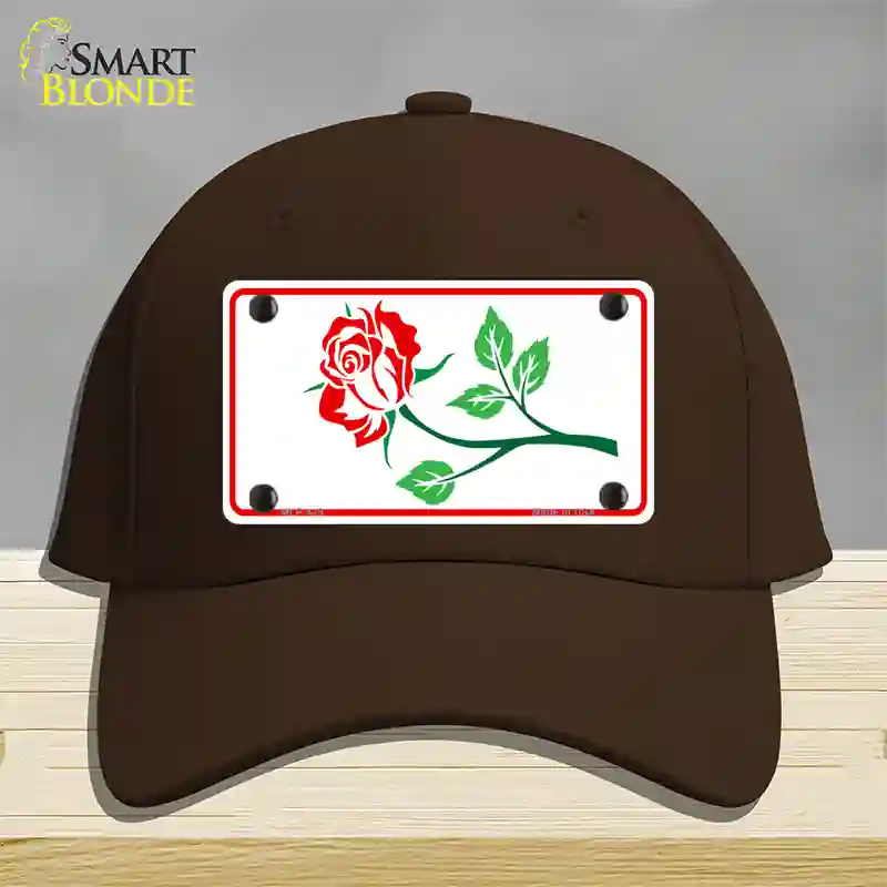 Rose Design White Novelty License Plate Hat Cotton / Dark Brown