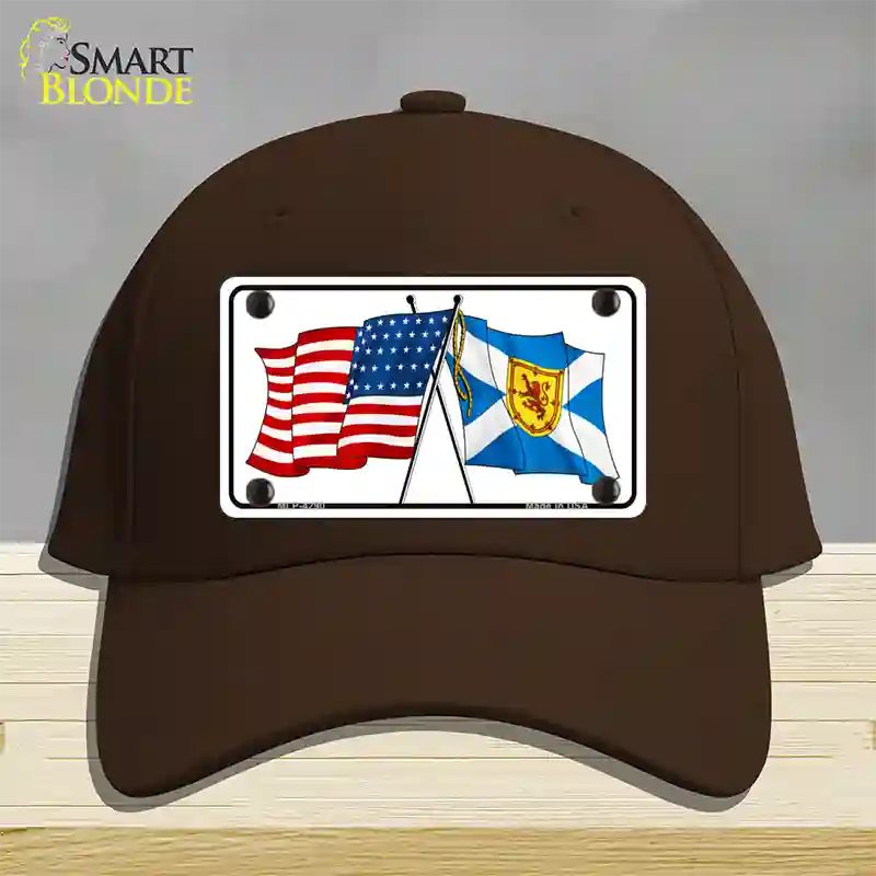 United States Scotland Crossed Flags Novelty License Plate Hat Sign Cotton / Dark Brown