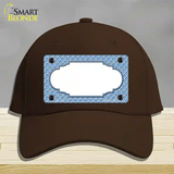 Light Blue White Quatrefoil Center Scallop Novelty License Plate Hat Cotton / Dark Brown