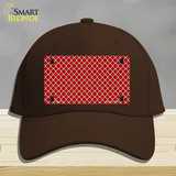 Red White Quatrefoil Novelty License Plate Hat Cotton / Dark Brown