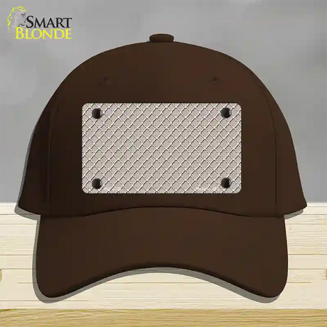 Tan White Quatrefoil Novelty License Plate Hat Cotton / Dark Brown