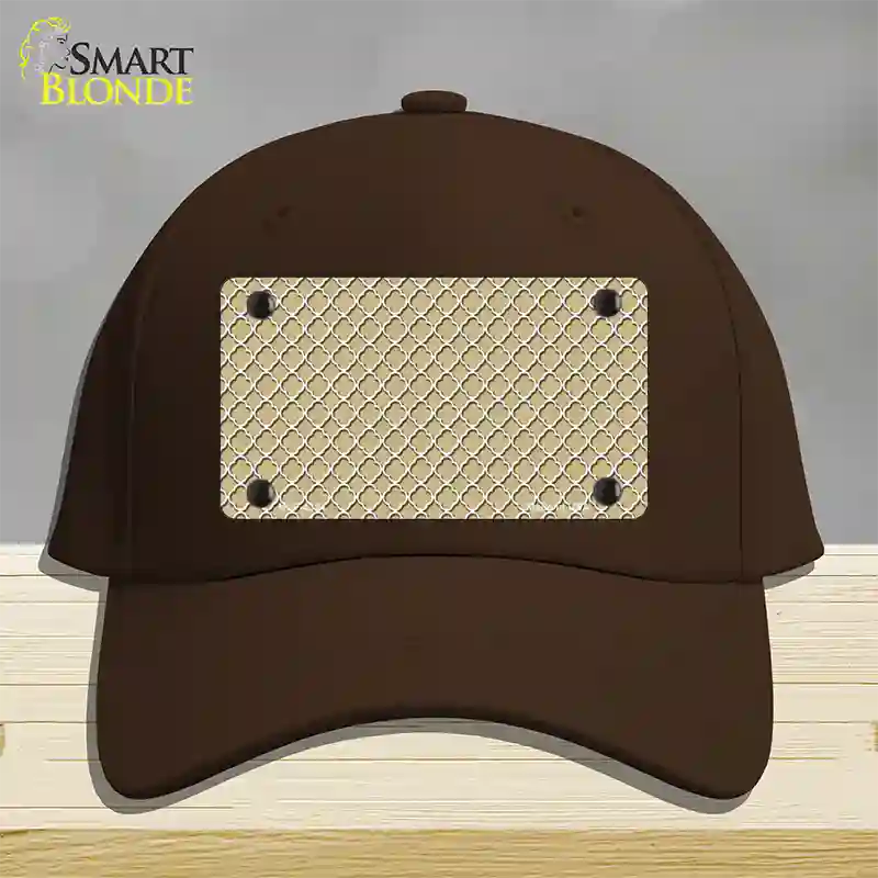 Gold White Quatrefoil Novelty License Plate Hat Cotton / Dark Brown