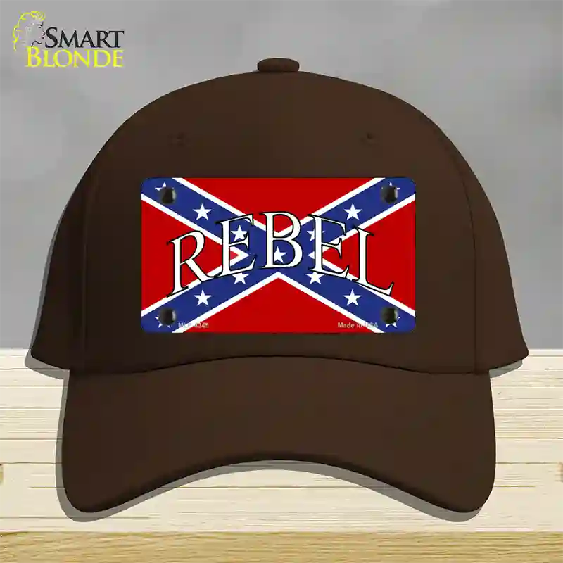 Rebel Confederate Flag Novelty License Plate Hat Cotton / Dark Brown