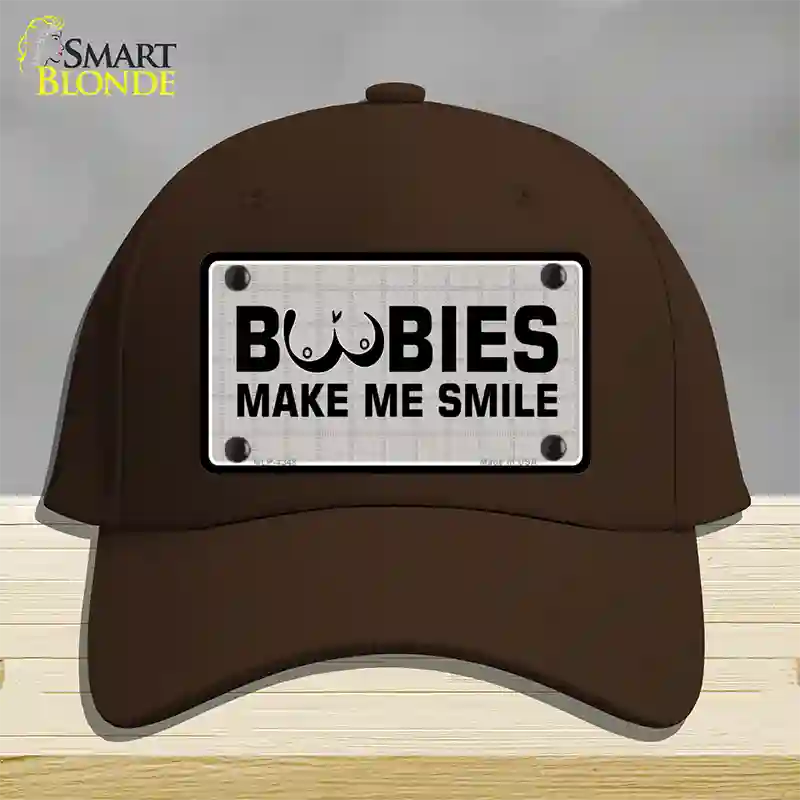 Boobies Make Me Smile Novelty License Plate Hat Cotton / Dark Brown