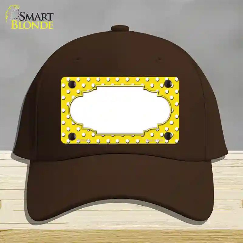 Scallop Yellow White Polka Dot Novelty License Plate Hat Cotton / Dark Brown