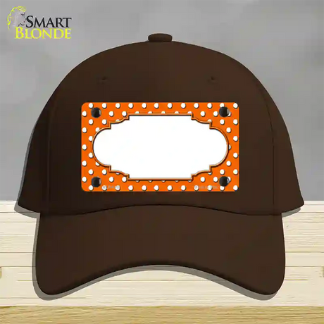 Scallop Orange White Polka Dot Novelty License Plate Hat Cotton / Dark Brown