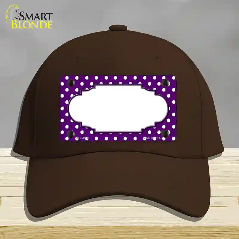 Scallop Purple White Polka Dot Novelty License Plate Hat Cotton / Dark Brown