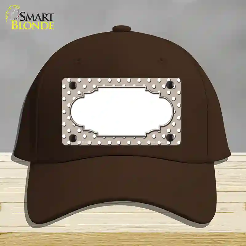 Scallop Tan White Polka Dot Novelty License Plate Hat Cotton / Dark Brown