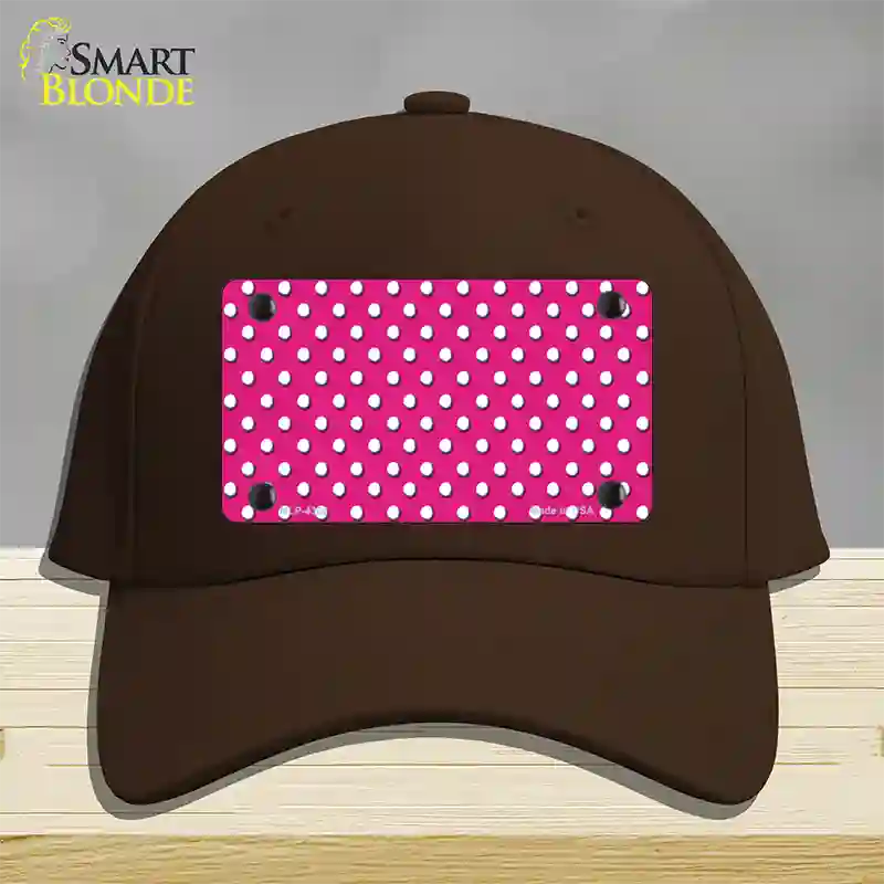 Pink Polka Dot Novelty License Plate Hat Cotton / Dark Brown