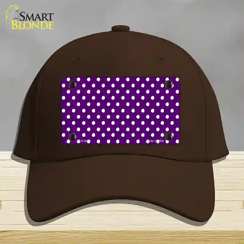 Purple Polka Dot Novelty License Plate Hat Cotton / Dark Brown