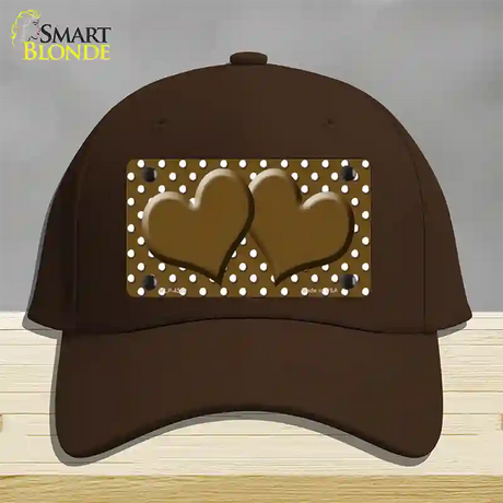 Brown White Polka Dot Center Hearts Novelty License Plate Hat Cotton / Dark Brown