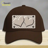 Tan White Polka Dot Center Hearts Novelty License Plate Hat Cotton / Dark Brown