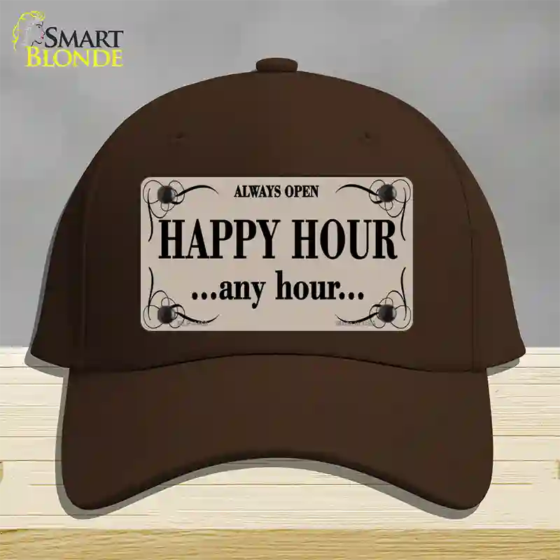 Happy Hour Any Hour Novelty License Plate Hat Cotton / Dark Brown