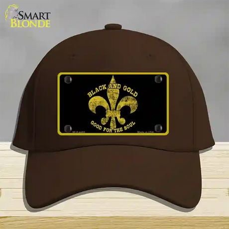 Saints Fleur De Lis Black Novelty License Plate Hat Cotton / Dark Brown