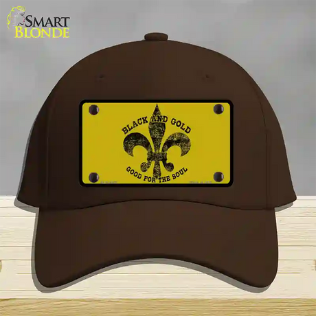 Saints Fleur De Lis Gold Novelty License Plate Hat Cotton / Dark Brown