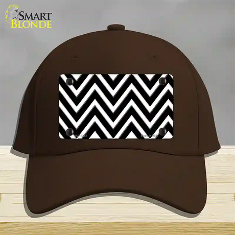 Black White Large Chevron Novelty License Plate Hat Cotton / Dark Brown