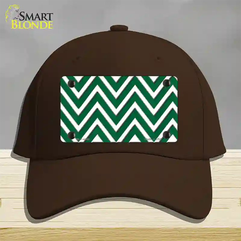 Green White Large Chevron Novelty License Plate Hat Cotton / Dark Brown