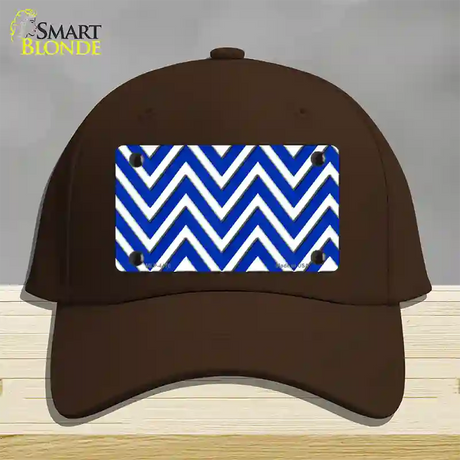 Blue White Large Chevron Novelty License Plate Hat Cotton / Dark Brown