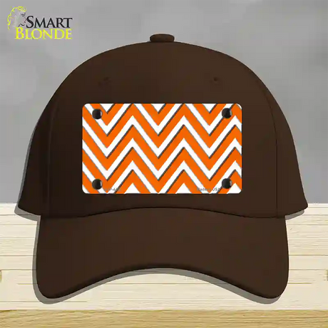 Orange White Large Chevron Novelty License Plate Hat Cotton / Dark Brown