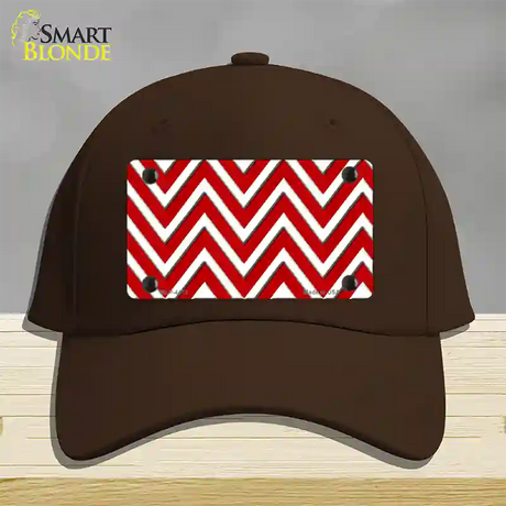 Red White Large Chevron Novelty License Plate Hat Cotton / Dark Brown