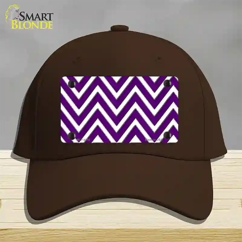 Purple White Large Chevron Novelty License Plate Hat Cotton / Dark Brown