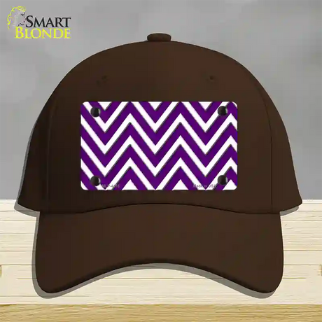 Purple White Large Chevron Novelty License Plate Hat Cotton / Dark Brown