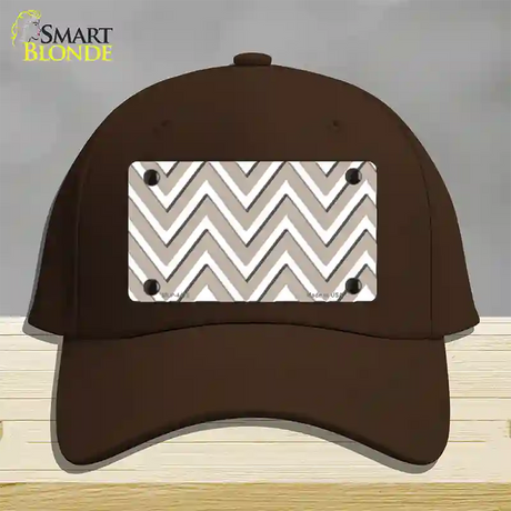 Tan White Large Chevron Novelty License Plate Hat Cotton / Dark Brown