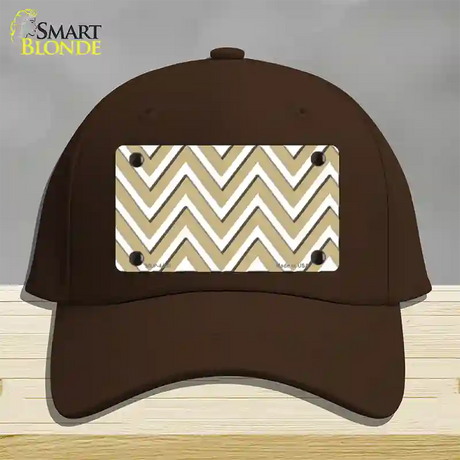 Gold White Large Chevron Novelty License Plate Hat Cotton / Dark Brown