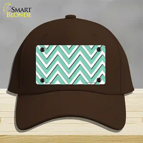 Mint White Large Chevron Novelty License Plate Hat Cotton / Dark Brown