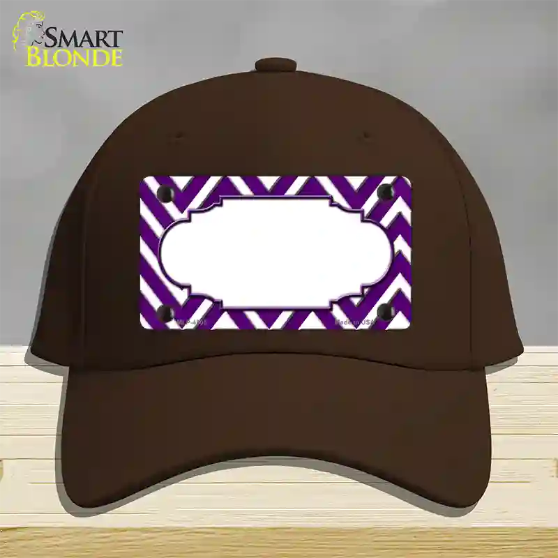 Purple White Large Chevron Center Scallop Novelty License Plate Hat Cotton / Dark Brown