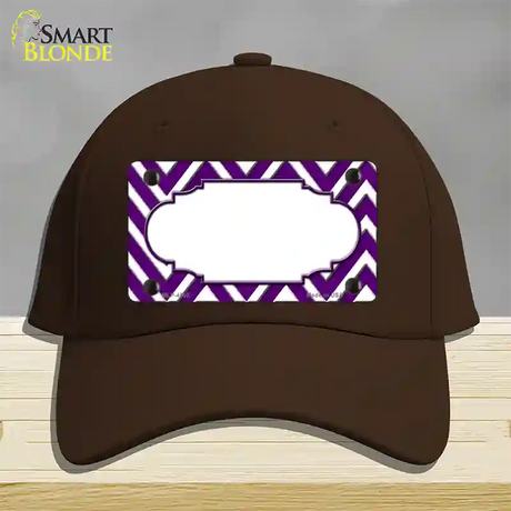 Purple White Large Chevron Center Scallop Novelty License Plate Hat Cotton / Dark Brown