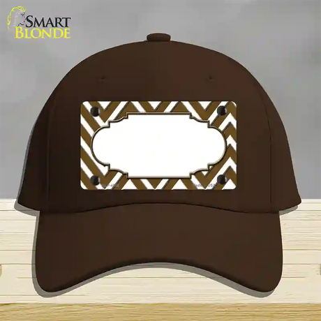 Brown White Large Chevron Center Scallop Novelty License Plate Hat Cotton / Dark Brown