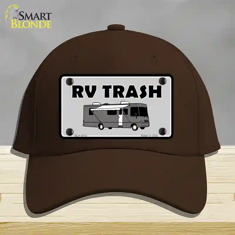 RV Trash Aluminum Automotive Novelty License Plate Hat Cotton / Dark Brown