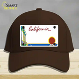 California Palm Trees State Blank Novelty License Plate Hat Cotton / Dark Brown